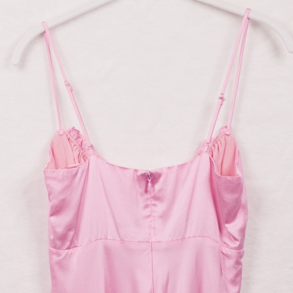 ASTR THE LABEL Ellison Satin Ruched Slip Mini Dress Baby Pink Coquette Sz XS - Picture 7 of 9